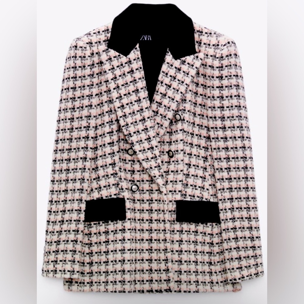 Zara oversized tweed textured blazer